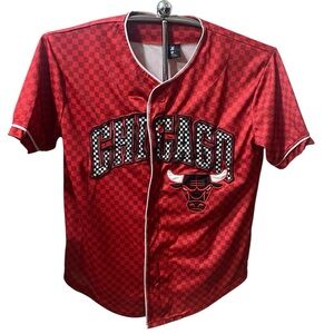 NBA Chicago Bulls Red Checkered Men's Jersey